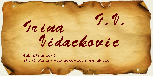 Irina Vidačković vizit kartica
